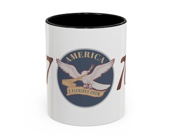 1776 Eagle America Coffee Mug | Accent Handle, Glossy Ceramic (11oz or 15oz)