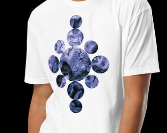 Nauwsluitend uniseks T-shirt - Next Level 6210 - blauwe cirkel geometrisch ontwerp