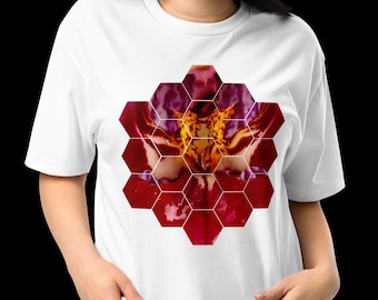 Nauwsluitend uniseks T-shirt - Next Level 6210 - Orchid Hexagon Design