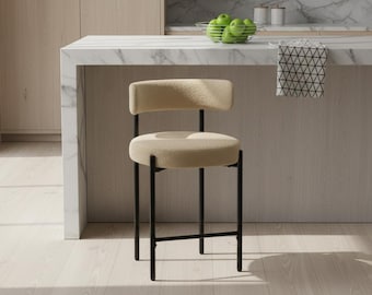 Upholstered Faux Leather Bar Stools with Backrest – Modern Kitchen Counter Seating