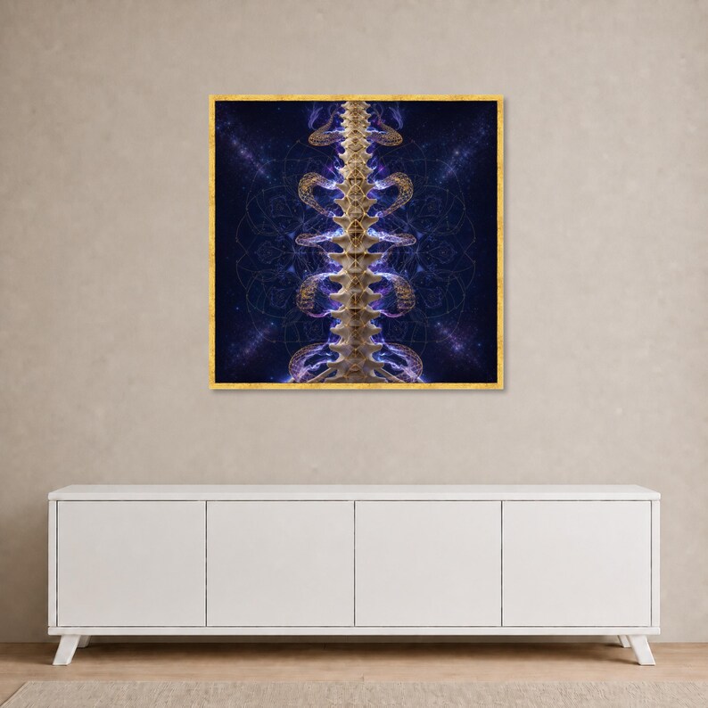 Chakra Spine Art Print, Abstract Cosmic Wall Art for Meditation ...