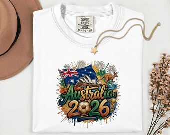 Australia 2026 Soccer Shirt Comfort Colors®, Football Sports Fans Supporter Gift, World Tournament Country Graphic Tee Unisex T-Shirt