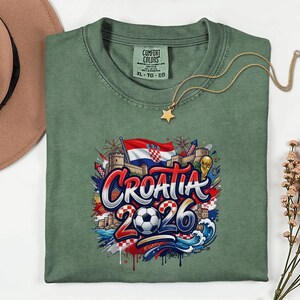 Croatia 2026 Soccer Comfort Colors® Shirt, Football Sports Fans Gift Graphic Tee, World Tournament Supporter Country Style Unisex T-Shirt Bild 12