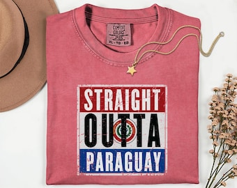 Straight Outta Paraguay Flag Shirt, Comfort Colors World Soccer Streetwear, Football Fans Gift Country Culture Graphic Unisex T-Shirt