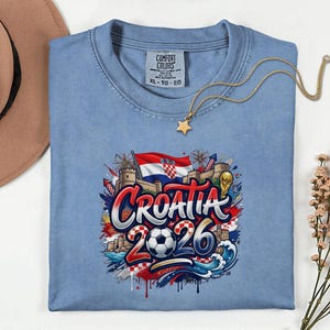 Croatia 2026 Soccer Comfort Colors® Shirt, Football Sports Fans Gift Graphic Tee, World Tournament Supporter Country Style Unisex T-Shirt Bild 4