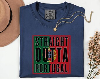 Straight Outta Portugal Flag Comfort Colors® Tee, Streetwear Style World Soccer Gift, Country Culture Football Fans Unisex T-Shirt