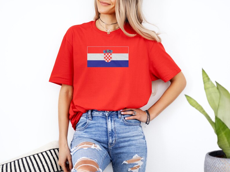 Soccer 2026 World USA #4 Croatia Jersey Style Football Inspired Graphic Tee, Croatian Tribute 2-Sided Design Casual Player Unisex Tshirt image 2