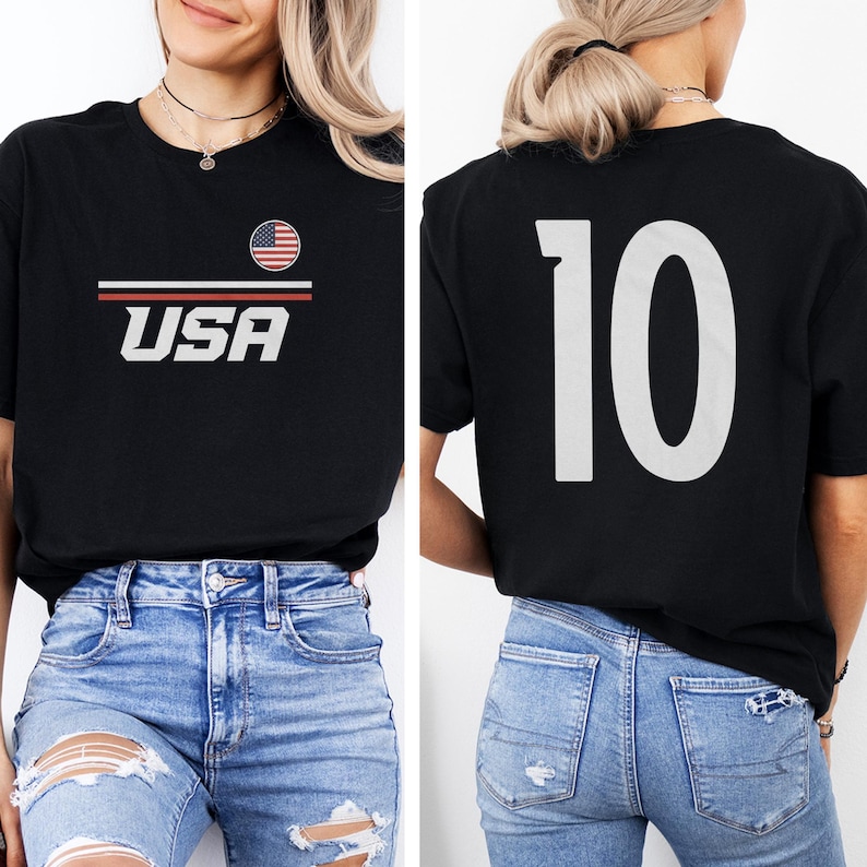 US #10 Jersey Style Minimalist Supporter Design, Inspired Patriotic Fans Graphic Tee, 2026 World USA 2-Sided Unisex T-Shirt image 6