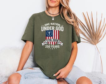 Christian Patriot Merch, USA 250th Anniversary Shirt, Vintage 1776 Top, One Nation Under God Tee, July Fourth Gift For Men Tee