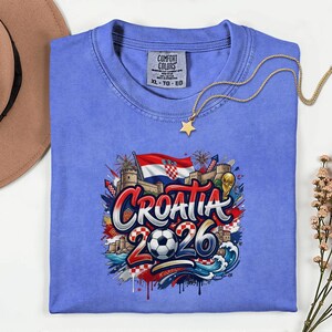 Croatia 2026 Soccer Comfort Colors® Shirt, Football Sports Fans Gift Graphic Tee, World Tournament Supporter Country Style Unisex T-Shirt Bild 8