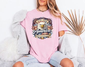 USA Freedom Apparel, 1776 Anniversary Top, America 250th Birthday Shirt, July Fourth Gift For Dad, Patriotic Eagle Tee
