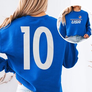 US #10 Jersey Style Minimalist Supporter Design, Inspired Patriotic Fans Graphic Tee, 2026 World USA 2-Sided Unisex T-Shirt image 2