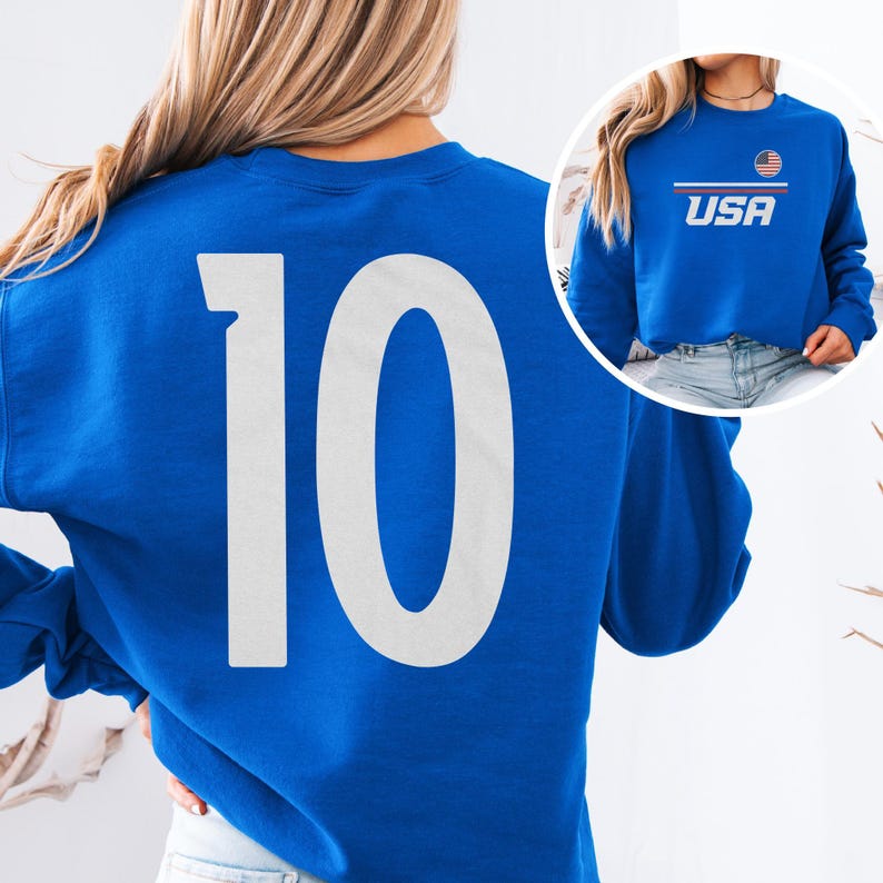 US #10 Jersey Style Minimalist Supporter Design, Inspired Patriotic Fans Graphic Tee, 2026 World USA 2-Sided Unisex T-Shirt image 2