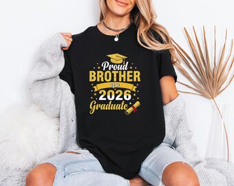 Class Of 2026 Top, Faux Gold Design Tee, Sibling Senior Graduation Gift, Matching Outfit, Proud Brother Tshirt