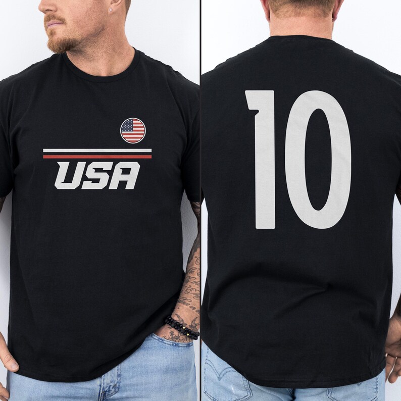 US #10 Jersey Style Minimalist Supporter Design, Inspired Patriotic Fans Graphic Tee, 2026 World USA 2-Sided Unisex T-Shirt image 8