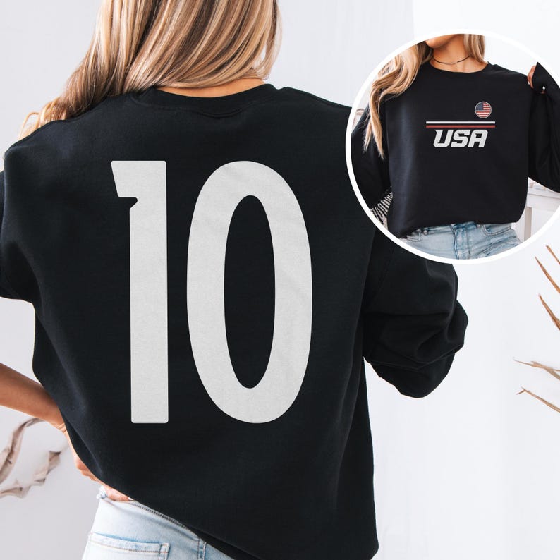 US #10 Jersey Style Minimalist Supporter Design, Inspired Patriotic Fans Graphic Tee, 2026 World USA 2-Sided Unisex T-Shirt image 12