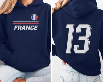 France #13 Jersey Style Minimalist Design for Supporters, Inspired Patriotic Fans Vibes Graphic Tee, 2026 World USA 2-Sided Unisex T-Shirt