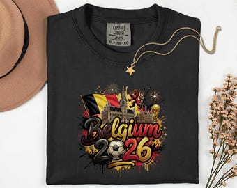 Belgium Soccer 2026 Comfort Colors® Shirt, Football Sports Fans Gift Graphic Tee, World Tournament Country Supporter Unisex T-Shirt