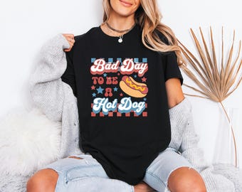 Funny July 4th Gift For Dad, Bad Day To Be A Hot Dog Shirt, Vintage BBQ Top, Retro Checkered Tee, Summer Cookout Merch