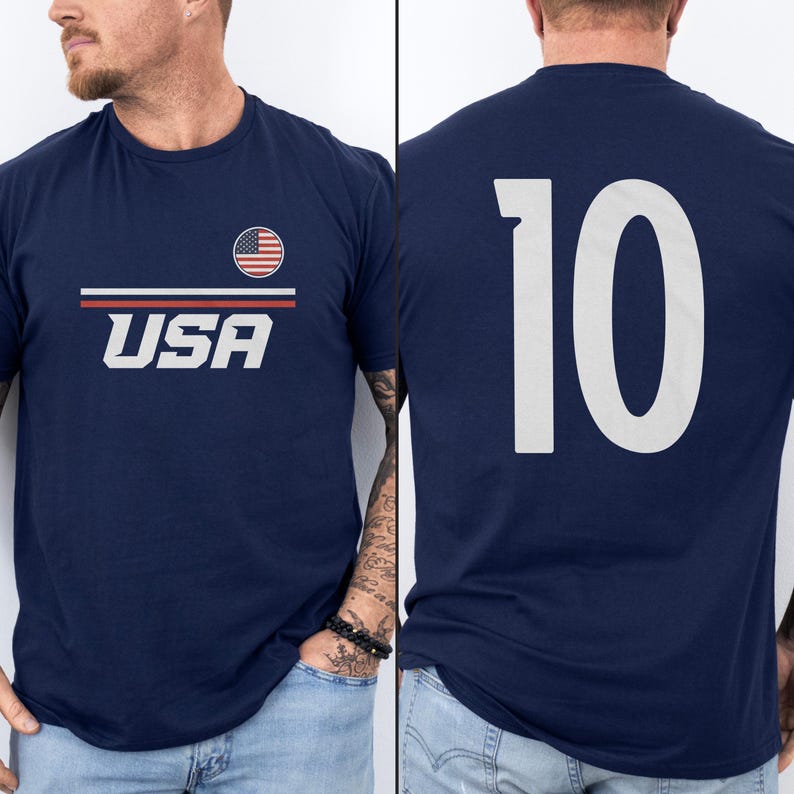 US #10 Jersey Style Minimalist Supporter Design, Inspired Patriotic Fans Graphic Tee, 2026 World USA 2-Sided Unisex T-Shirt image 9