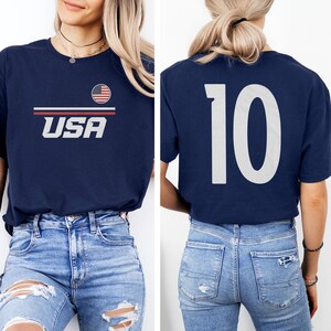 US #10 Jersey Style Minimalist Supporter Design, Inspired Patriotic Fans Graphic Tee, 2026 World USA 2-Sided Unisex T-Shirt image 7
