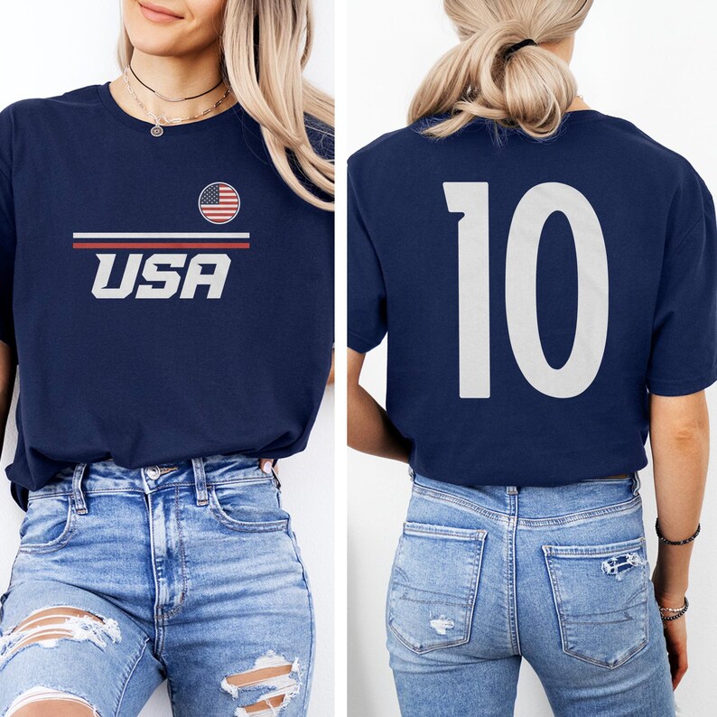 US #10 Jersey Style Minimalist Supporter Design, Inspired Patriotic Fans Graphic Tee, 2026 World USA 2-Sided Unisex T-Shirt image 7