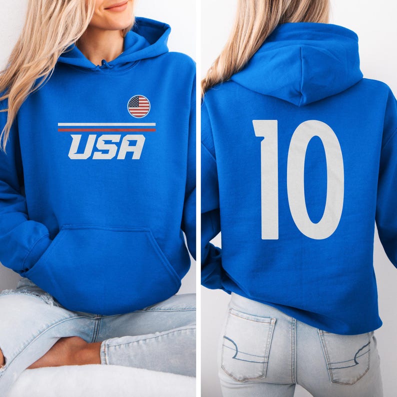 US #10 Jersey Style Minimalist Supporter Design, Inspired Patriotic Fans Graphic Tee, 2026 World USA 2-Sided Unisex T-Shirt image 4