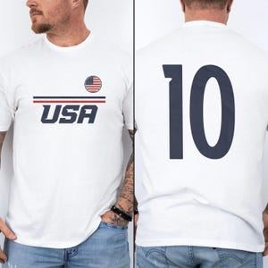 US #10 Jersey Style Minimalist Supporter Design, Inspired Patriotic Fans Graphic Tee, 2026 World USA 2-Sided Unisex T-Shirt image 11