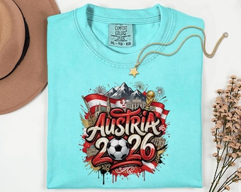 Austria 2026 Soccer Comfort Colors® Shirt, World Tournament Country Gift, Football Sports Supporter Graphic Tee, Unisex T-Shirt