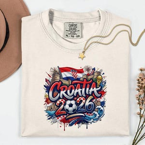 Croatia 2026 Soccer Comfort Colors® Shirt, Football Sports Fans Gift Graphic Tee, World Tournament Supporter Country Style Unisex T-Shirt Bild 11