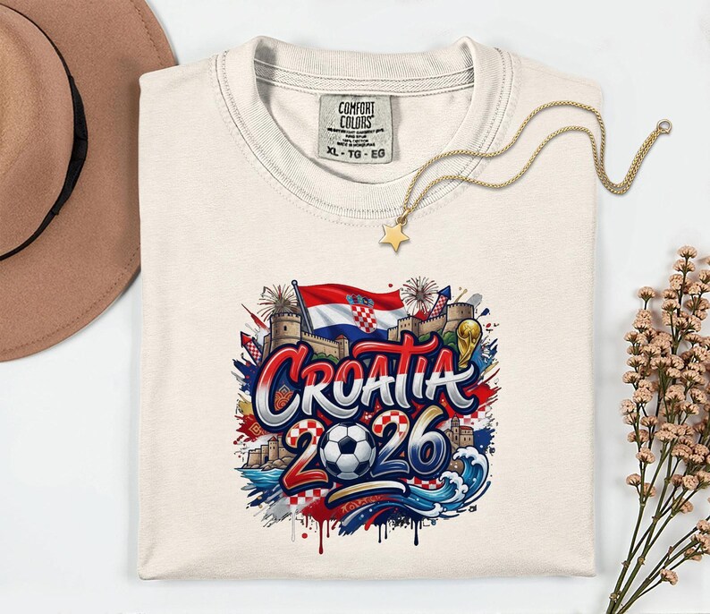 Croatia 2026 Soccer Comfort Colors® Shirt, Football Sports Fans Gift Graphic Tee, World Tournament Supporter Country Style Unisex T-Shirt Bild 11