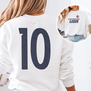 US #10 Jersey Style Minimalist Supporter Design, Inspired Patriotic Fans Graphic Tee, 2026 World USA 2-Sided Unisex T-Shirt image 3