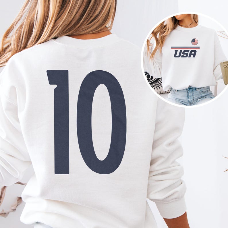 US #10 Jersey Style Minimalist Supporter Design, Inspired Patriotic Fans Graphic Tee, 2026 World USA 2-Sided Unisex T-Shirt image 3
