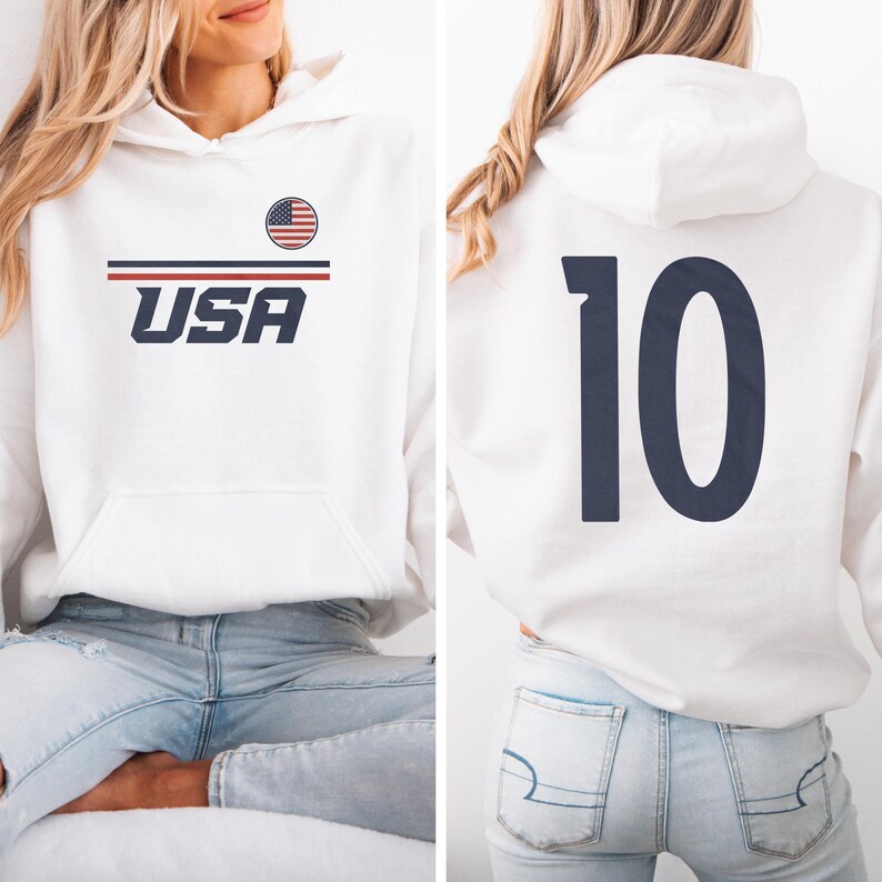 US #10 Jersey Style Minimalist Supporter Design, Inspired Patriotic Fans Graphic Tee, 2026 World USA 2-Sided Unisex T-Shirt image 5