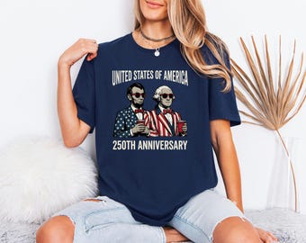 Retro Patriotic Drinking Tshirt, Funny Washington Lincoln Top, USA 250th Anniversary Shirt, July Fourth Gift For Men