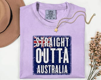 Straight Outta Australia Flag Comfort Colors® Graphic Tee, Streetwear World Soccer Style, Country Football Fans Gift Unisex T-Shirt