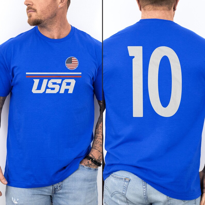 US #10 Jersey Style Minimalist Supporter Design, Inspired Patriotic Fans Graphic Tee, 2026 World USA 2-Sided Unisex T-Shirt image 10