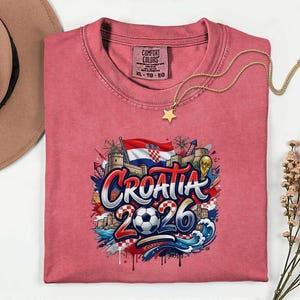 Croatia 2026 Soccer Comfort Colors® Shirt, Football Sports Fans Gift Graphic Tee, World Tournament Supporter Country Style Unisex T-Shirt Bild 16