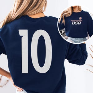 US #10 Jersey Style Minimalist Supporter Design, Inspired Patriotic Fans Graphic Tee, 2026 World USA 2-Sided Unisex T-Shirt image 1