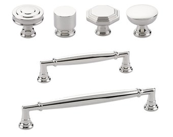 Polished Nickel "Elite" Drawer Pulls, Knobs and Appliance Handles, Cabinet Knobs, Transitional Drawer Pulls