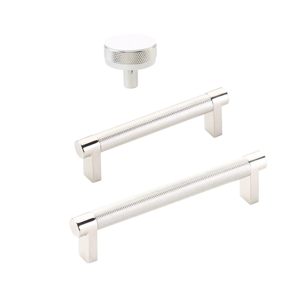 Knurled "Converse" Polished Nickel Cabinet Knobs and Drawer Pulls | Cabinet Hardware