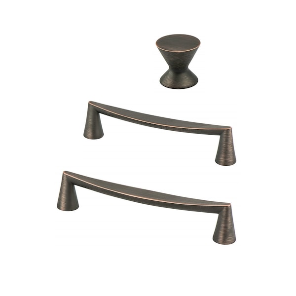 Dark Brushed Bronze "Core" Drawer Pulls and Knob, Cabinet Knob and Drawer Handles, Rubbed Bronze