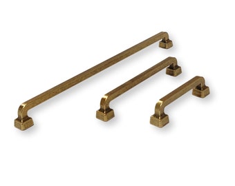 Mission Drawer Pull "Capri" in Antique Brass - Brass Cabinet Hardware