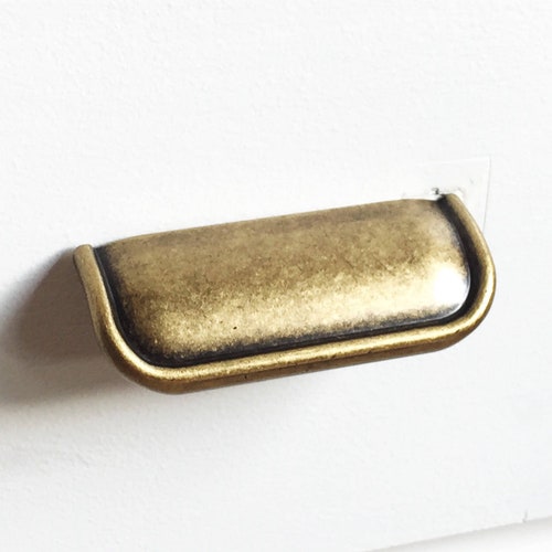 Antique Bronze Drawer Pull ella Finger Tab Etsy