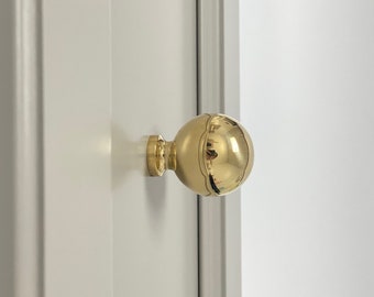 Unlacquered Brass "Bespoke" Cabinet Ball Knob in Polished Brass, Brass Cabinet Knob