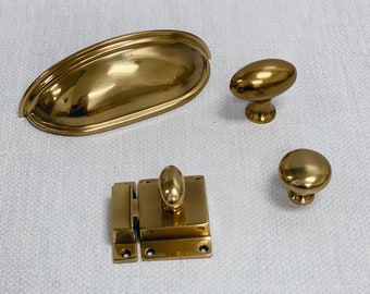 French Brass "Heritage" Cabinet Hardware Knob Cup Pulls- Kitchen Drawer Pulls and Knobs