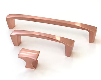 Satin Copper "Kent" Drawer Pulls and Knob, Cabinet Knob and Drawer Handles, Kitchen Hardware