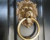 Brass Lionhead Lion Head Door Knocker - Brass Door Knocker - Holiday Gift