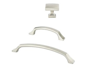 Brushed Nickel "Kelly No. 3" Cabinet Knobs and Drawer Pulls | Cabinet Hardware