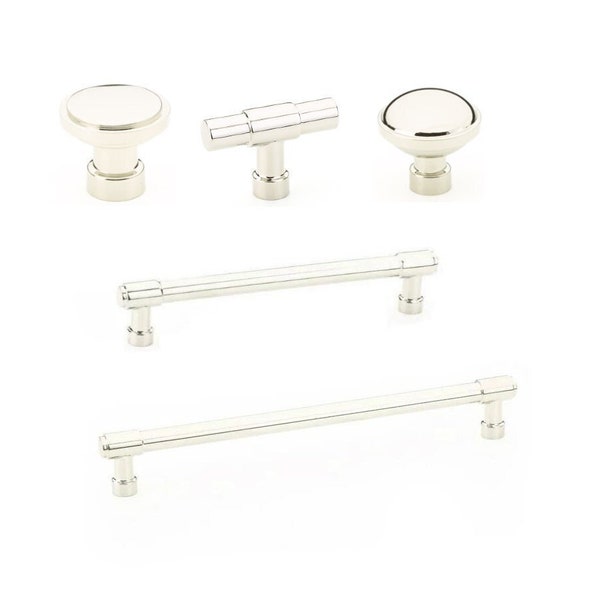 Industry Cabinet Pulls and Knobs in Polished Nickel, Cabinet Handles Cabinet Hardware, Drawer Pull